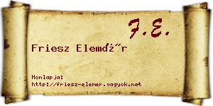 Friesz Elemér névjegykártya